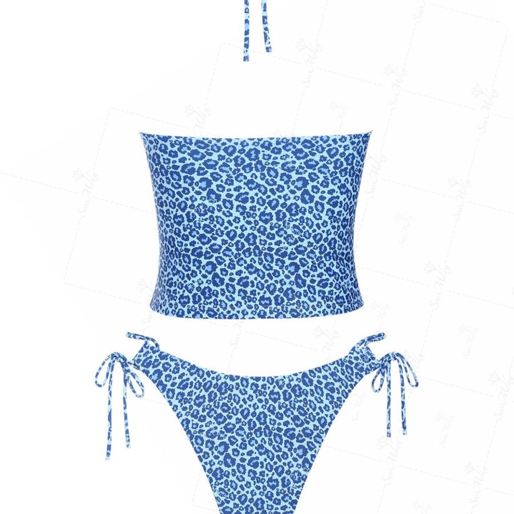 NWT. Stylish Blue Leopard Print Bikini Set - Picture 9 of 10